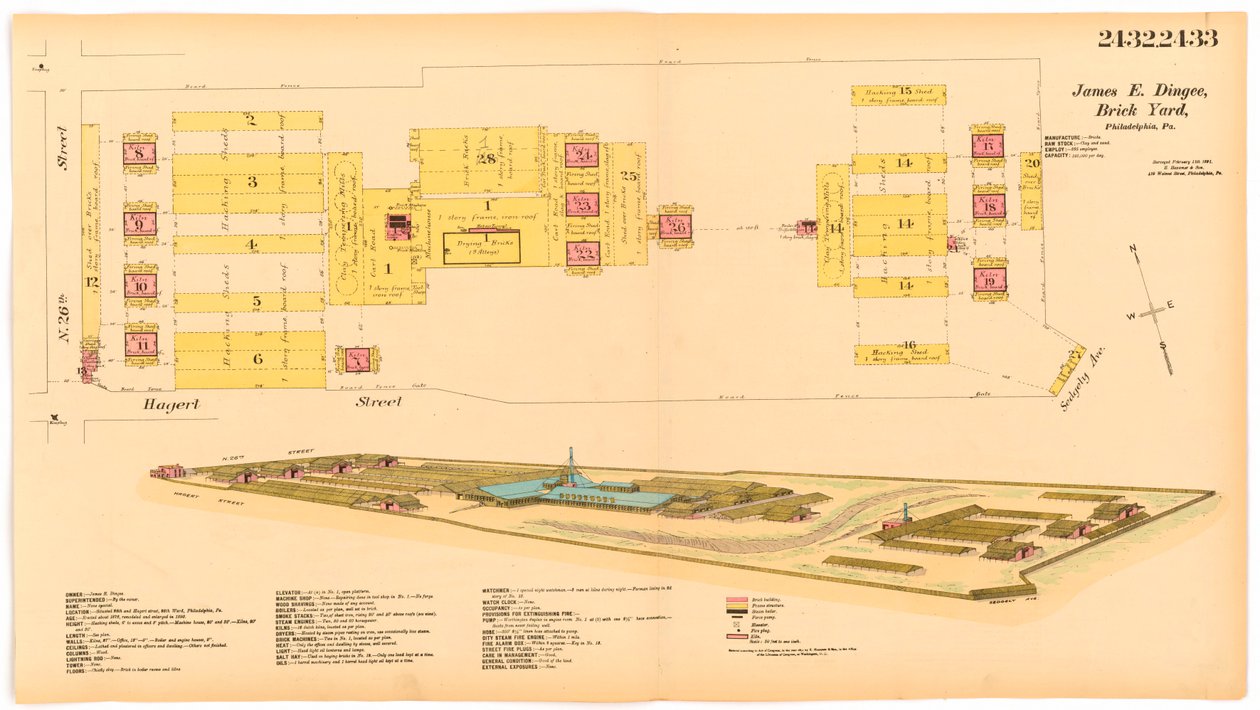 Hexamer általános felmérés; 25. kötet, 2432-2433 tábla, 1891 (kézzel színezett metszet) alkotó: Ernest Hexamer
