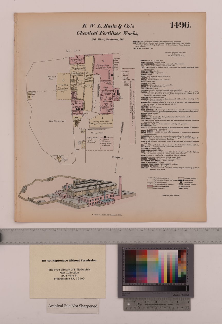 R.W.L. Rasin & Co. Chemical Fertilizer Works, Baltimore, Maryland, Hexamer General Surveys, 1880 alkotó: Ernest Hexamer