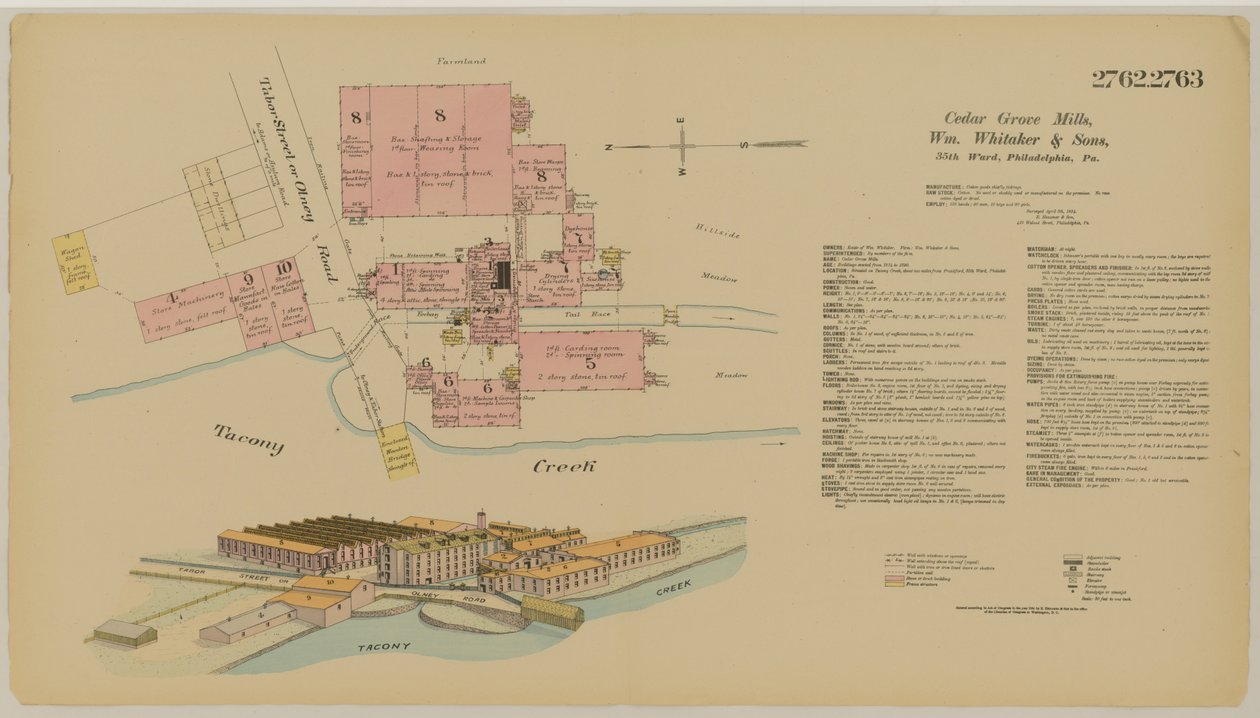 Tabor St. és Olney Road, Hexamer általános felmérések, 1894 alkotó: Ernest Hexamer