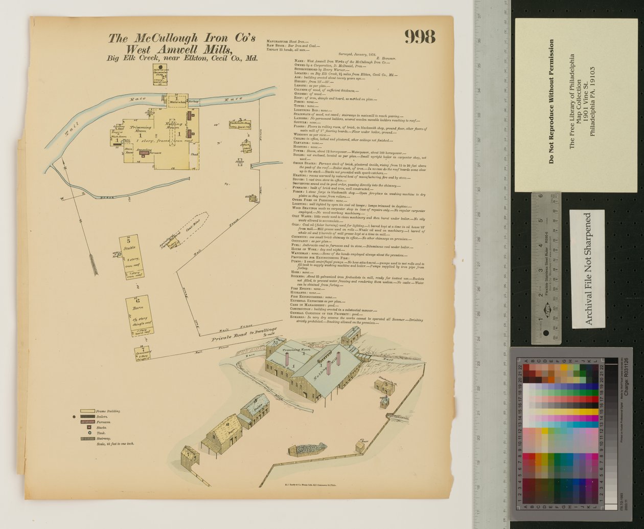 West Amwell Mill, Big Elk Creek, Maryland, Hexamer General Surveys, 1876 alkotó: Ernest Hexamer
