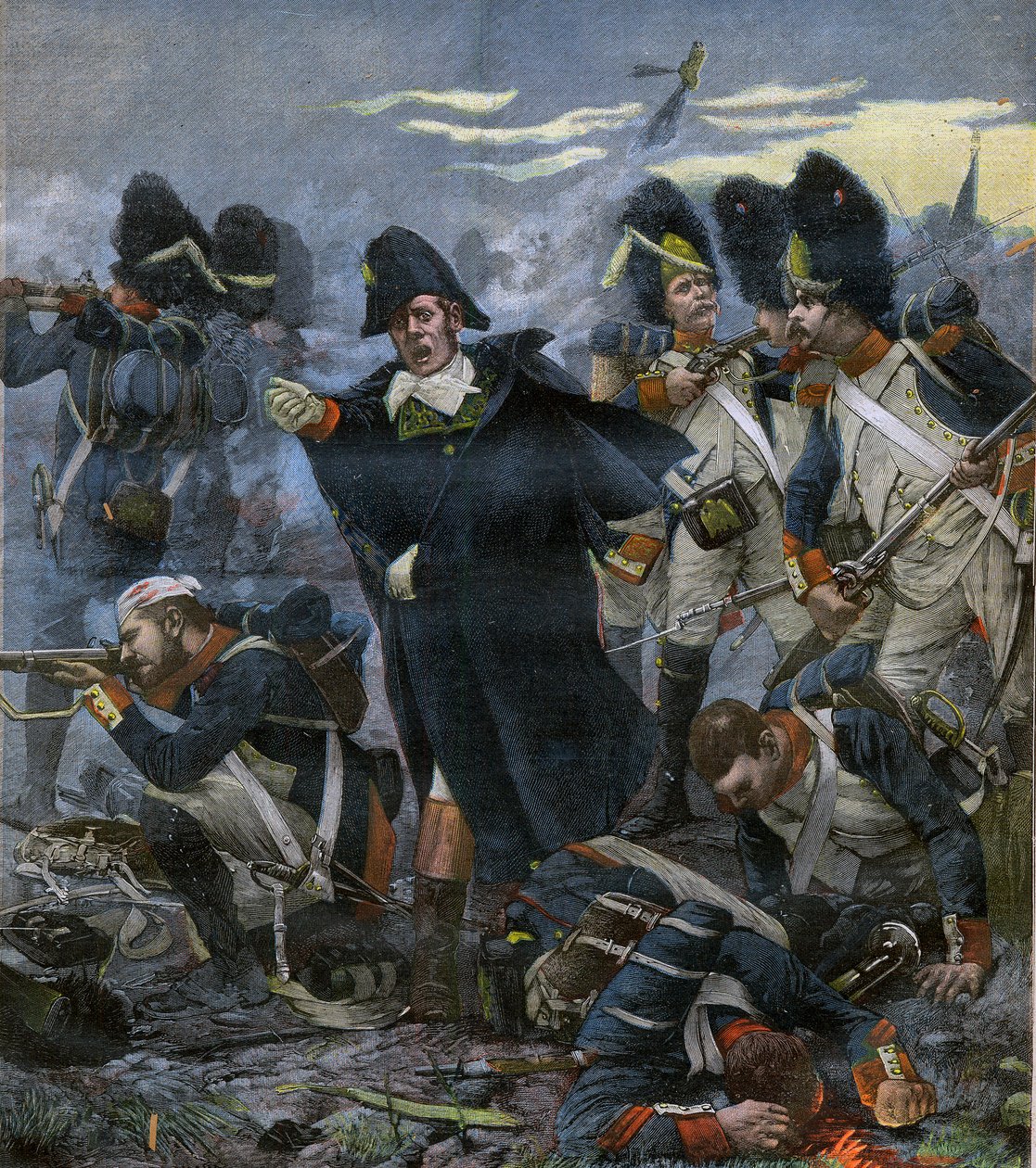 Pierre Cambronne tábornok (1770-1842) csapatai mellett a waterlooi csatában – metszet Delahaye, Ernest Jean (1855-1921) után – alkotó: Ernest Jean Delahaye