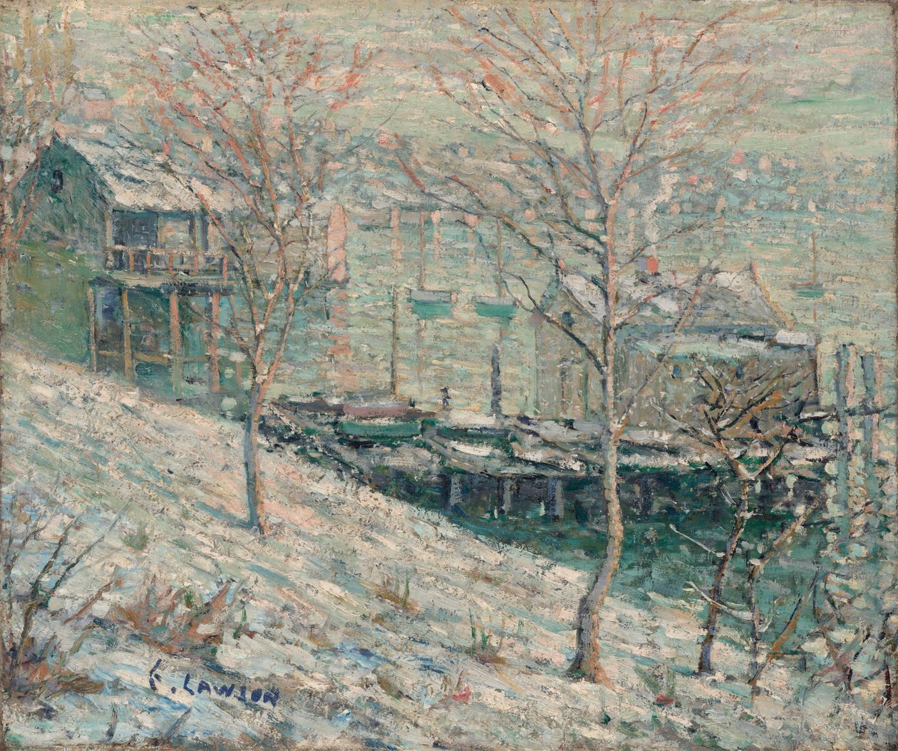 Harlem River téli jelenet alkotó: Ernest Lawson