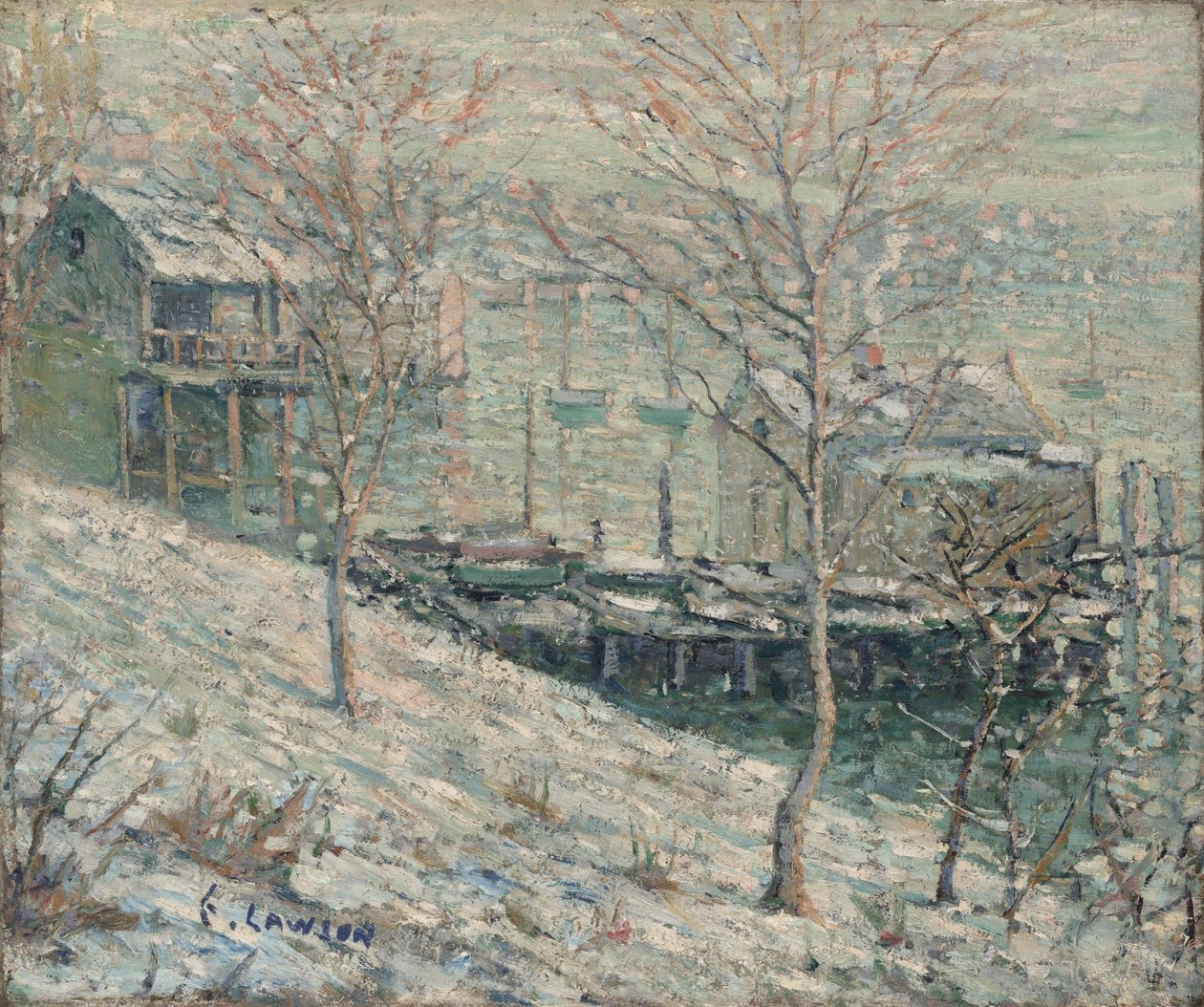 Harlem folyó téli jelenete, 1910 körül alkotó: Ernest Lawson