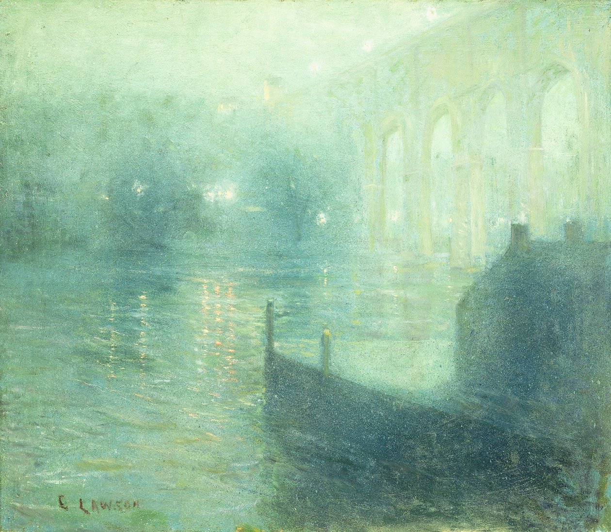 Harlem folyó éjjel alkotó: Ernest Lawson