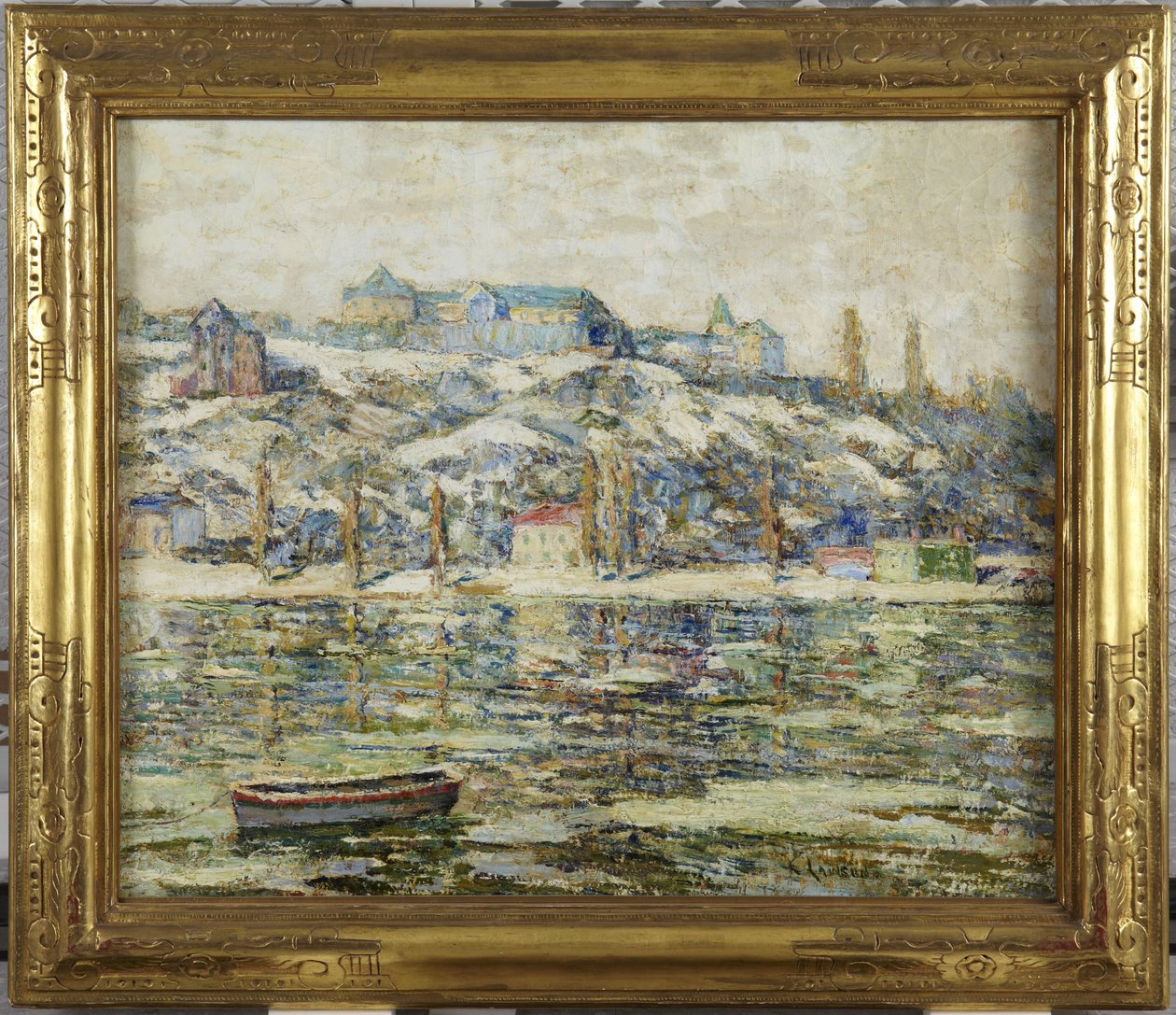 A Harlem folyó hóban alkotó: Ernest Lawson