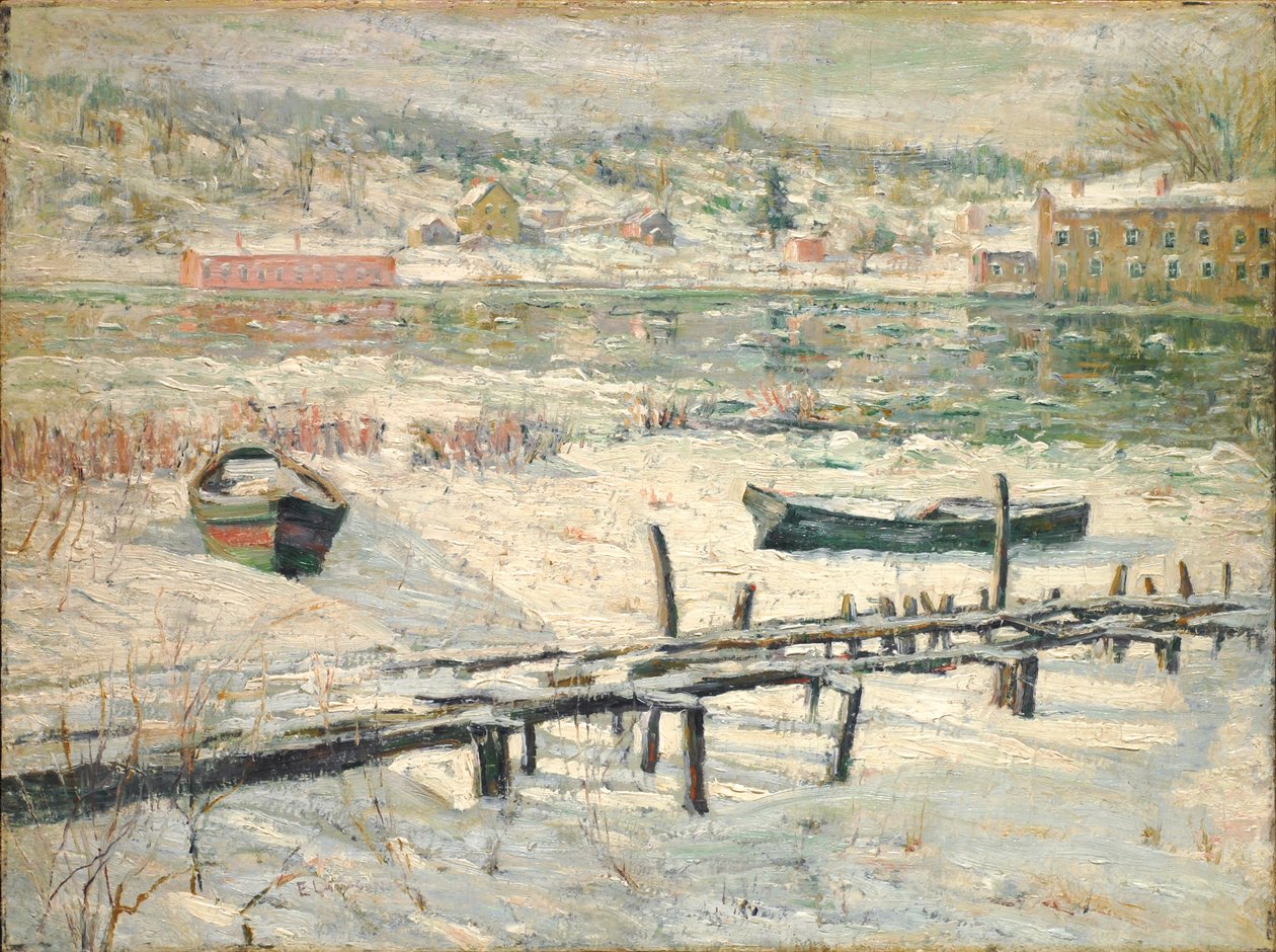 Harlem folyó télen, 1907 körül (olaj, vászon) alkotó: Ernest Lawson