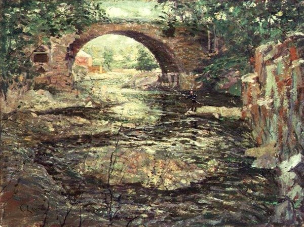 Régi kőhíd (olaj, vászon) alkotó: Ernest Lawson