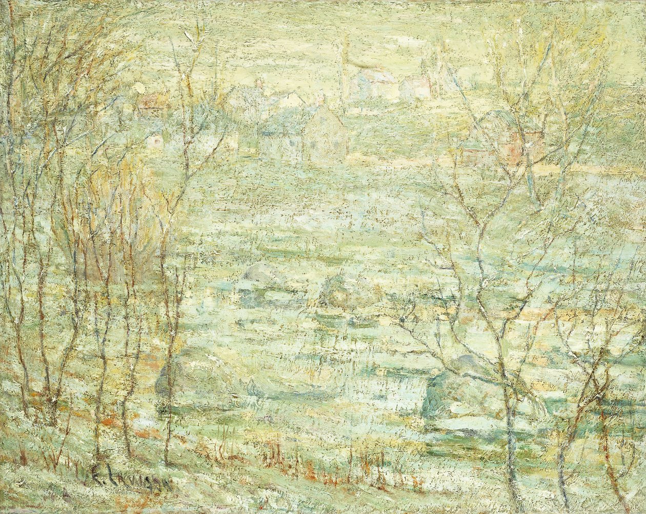 Tavaszi táj, Harlem folyó alkotó: Ernest Lawson