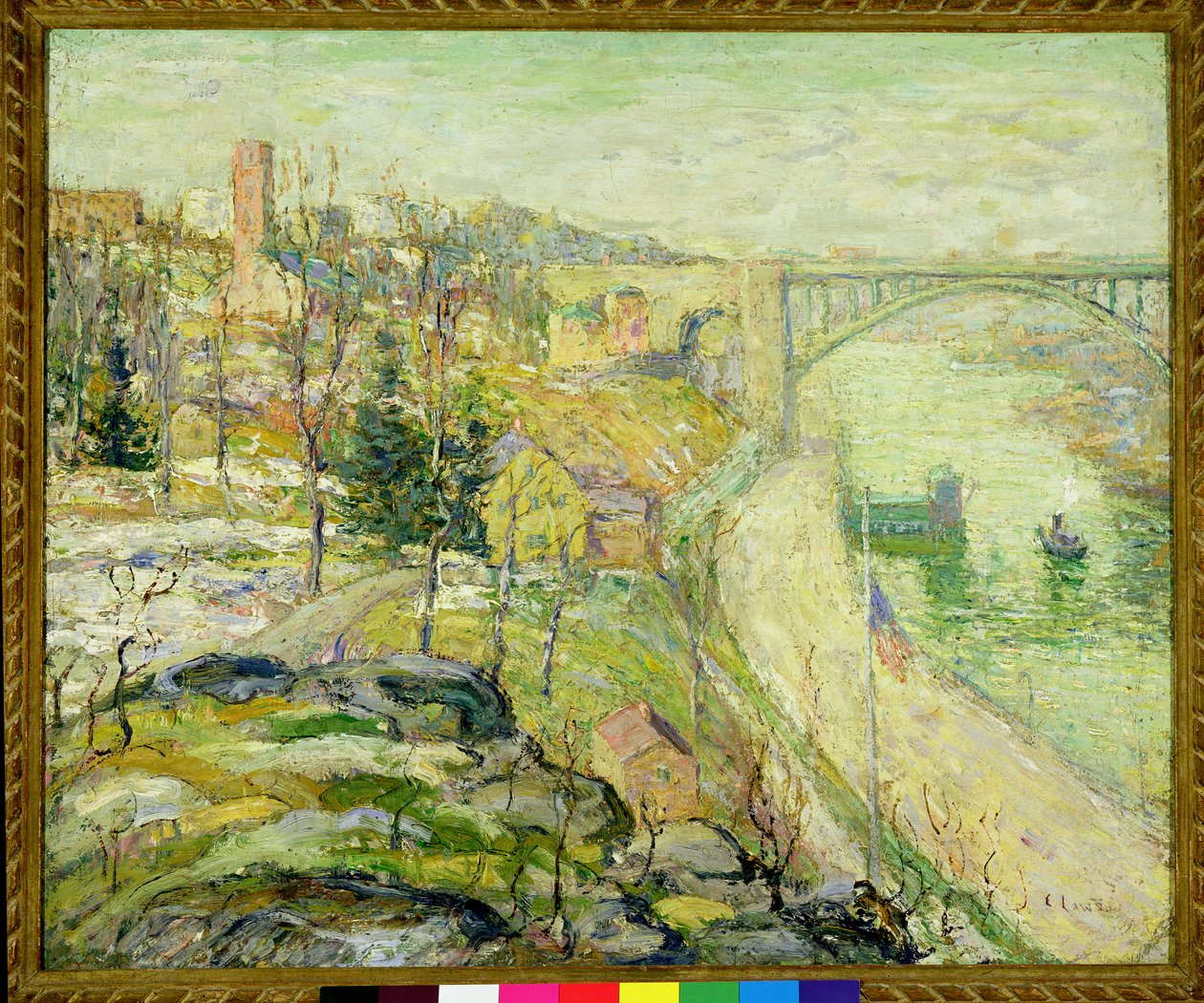 Washington Bridge, New York City, 1915-25 körül (olaj, vászon) alkotó: Ernest Lawson