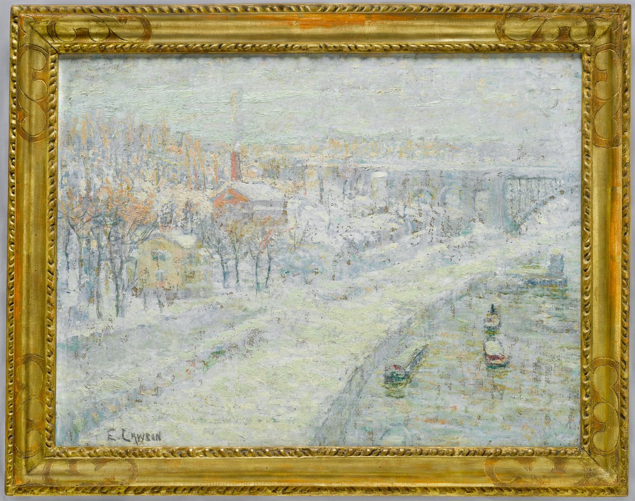 Téli táj: Washington Bridge, 1907-1910 körül (olaj, vászon) alkotó: Ernest Lawson