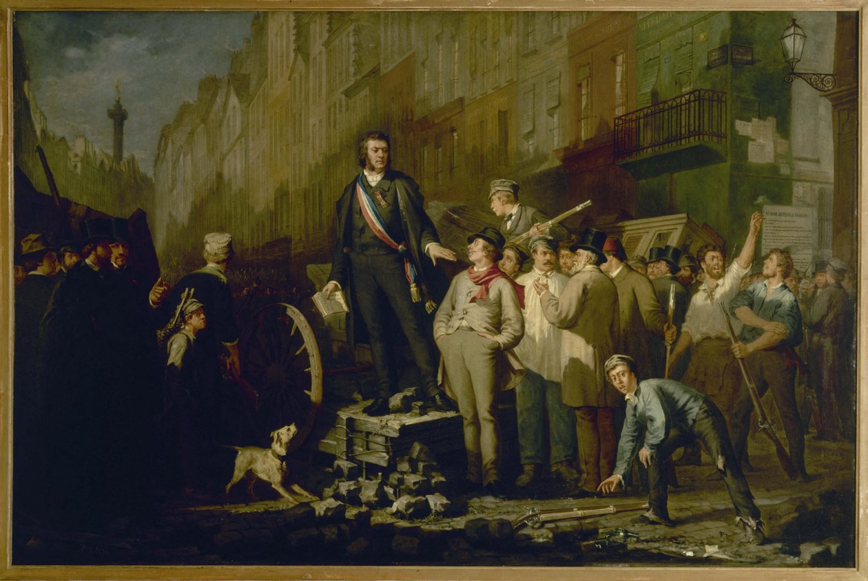 Alphonse Baudin (1811-1851) a Faubourg Saint-Antoine barikádon, december 3. alkotó: Ernest Louis Pichio