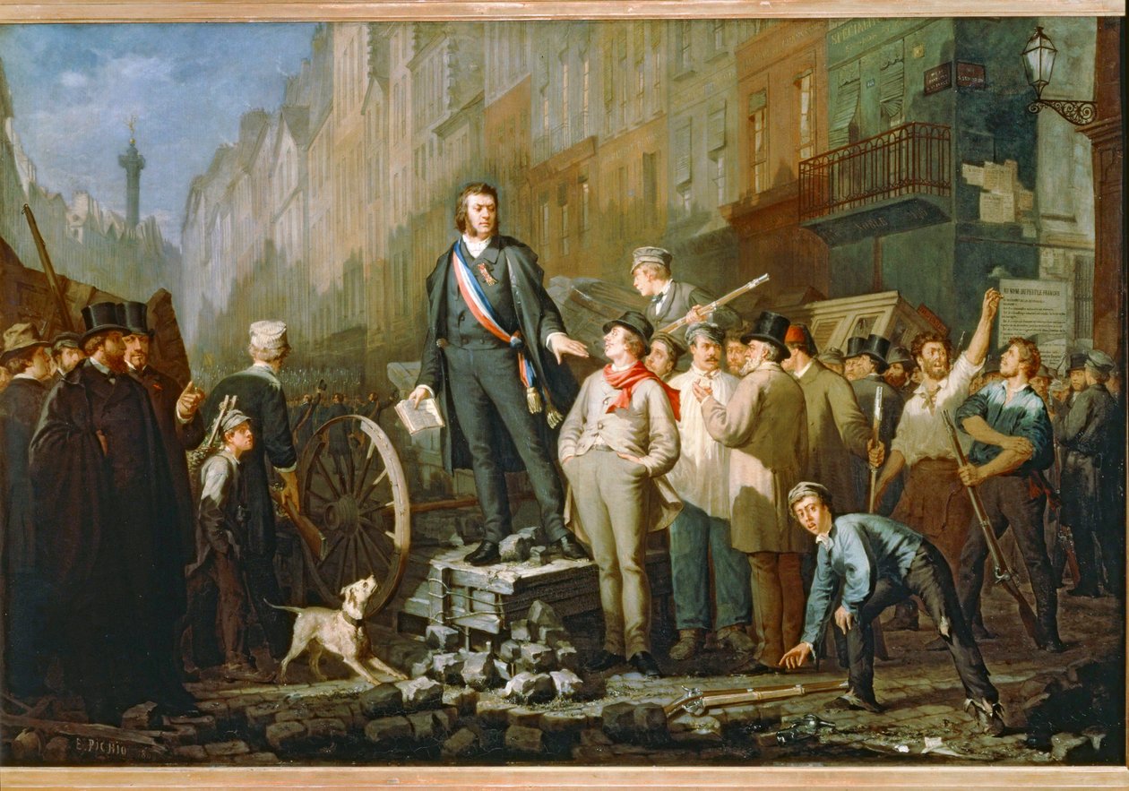 Jean-Baptiste Alphonse Baudin a barikádokon a Párizs melletti Saint-Antoine-ban az 1851. december 2-i államcsíny után ... (festmény, vászon) alkotó: Ernest Louis Pichio