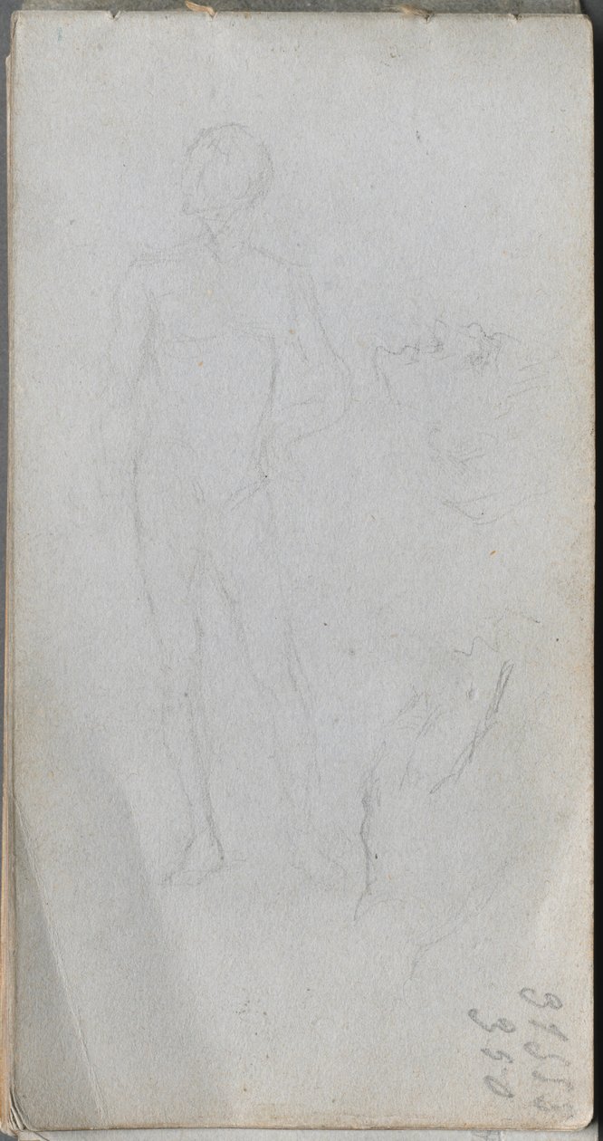 Vázlatfüzet, 100. oldal: Aktfigura, Profil. alkotó: Jean Louis Ernest Meissonier