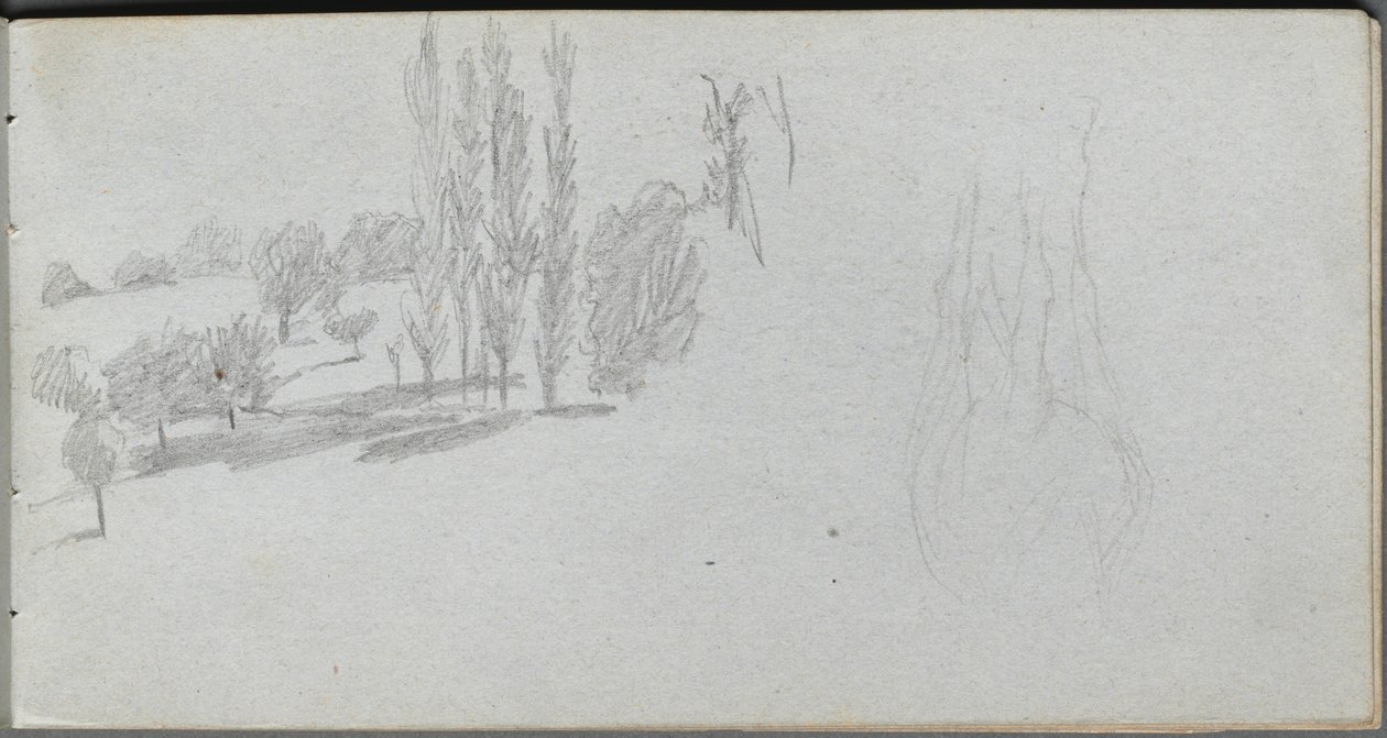 Vázlatfüzet, 18. oldal: Ló- és tájtanulmány. alkotó: Jean Louis Ernest Meissonier