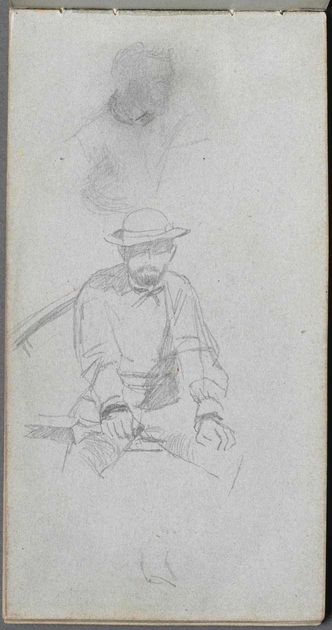 Vázlatfüzet, 30. oldal: Ülő férfi figura és alak a profilban. alkotó: Jean Louis Ernest Meissonier