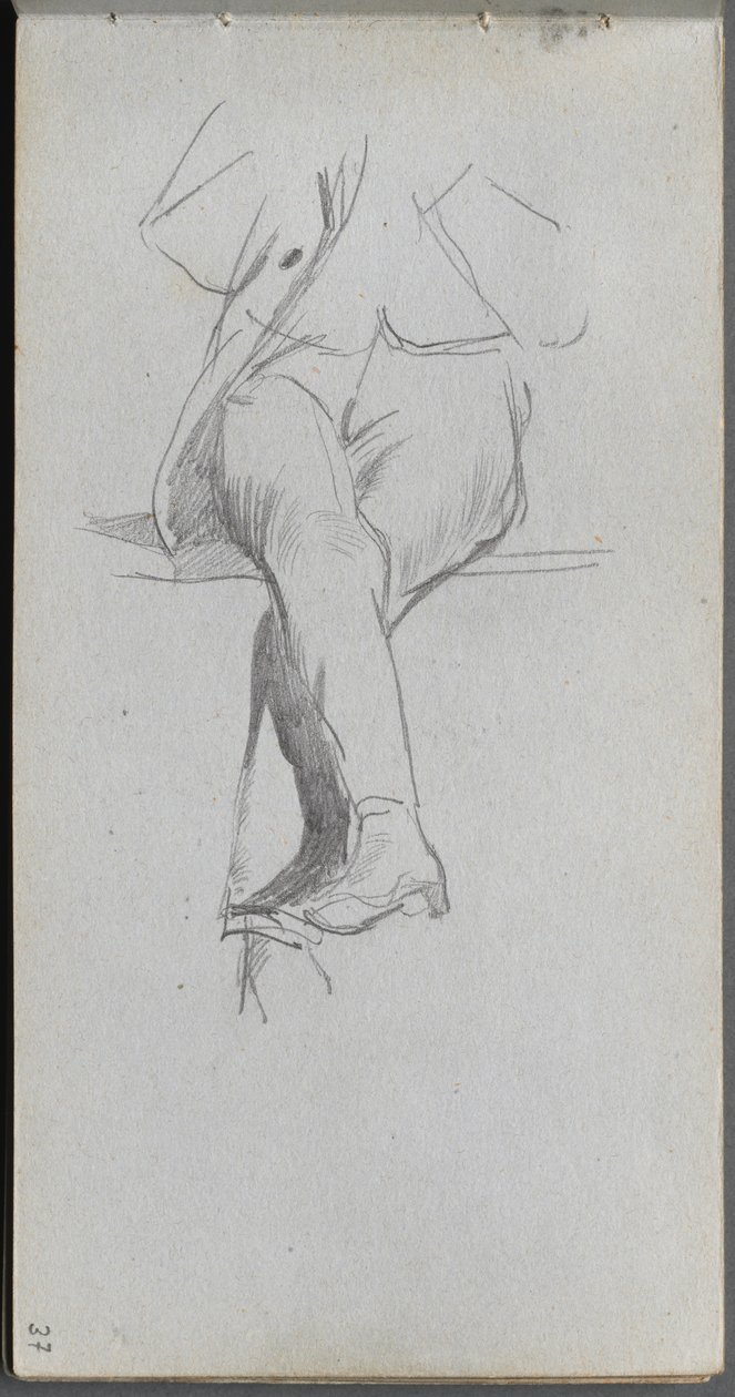 Vázlatfüzet, 37. oldal: Ábratanulmány, keresztbe tett lábak. alkotó: Jean Louis Ernest Meissonier