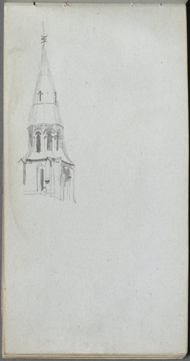 Vázlatfüzet, 44. oldal: Templomtorony. alkotó: Jean Louis Ernest Meissonier