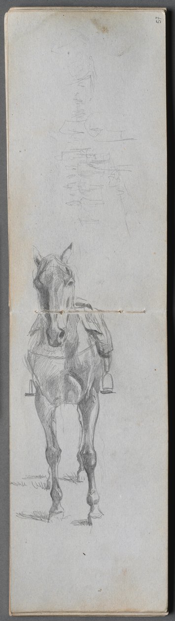 Vázlatfüzet, 56. és 57. oldal: Egy ló tanulmányozása. alkotó: Jean Louis Ernest Meissonier