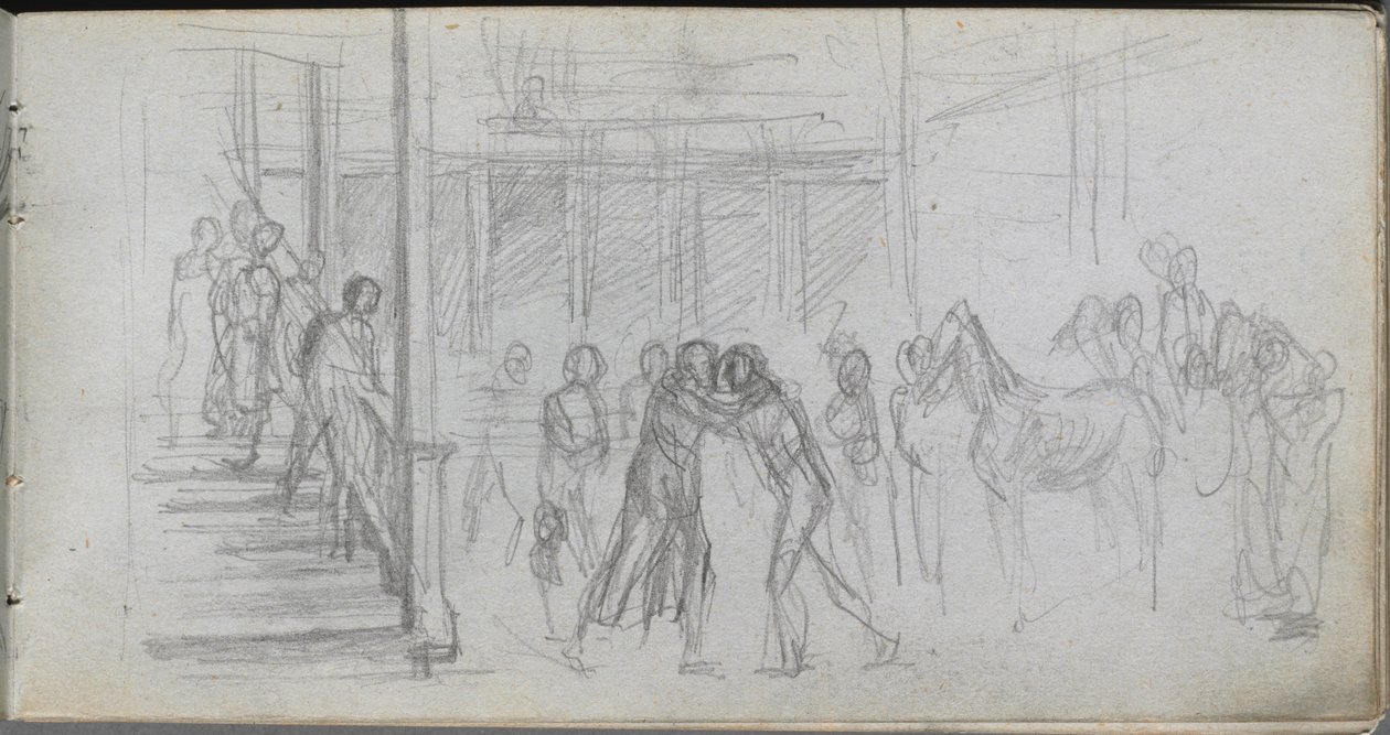 Vázlatfüzet, 62. oldal: ábratanulmány, lépcsőház, ló. alkotó: Jean Louis Ernest Meissonier