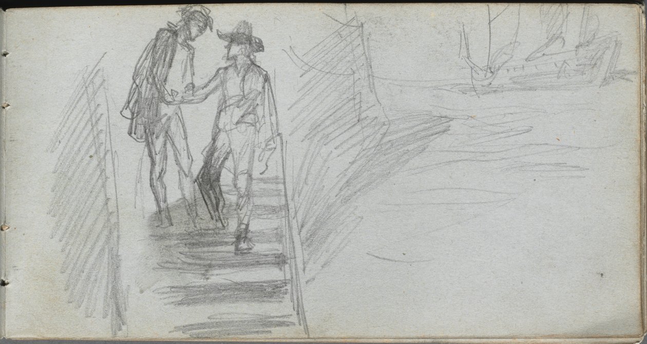 Vázlatfüzet, 64. oldal: Figurák a lépcsőn. alkotó: Jean Louis Ernest Meissonier