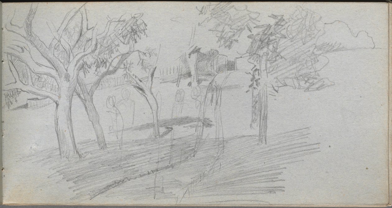 Vázlatfüzet, 74. oldal: Tájtanulmány. alkotó: Jean Louis Ernest Meissonier