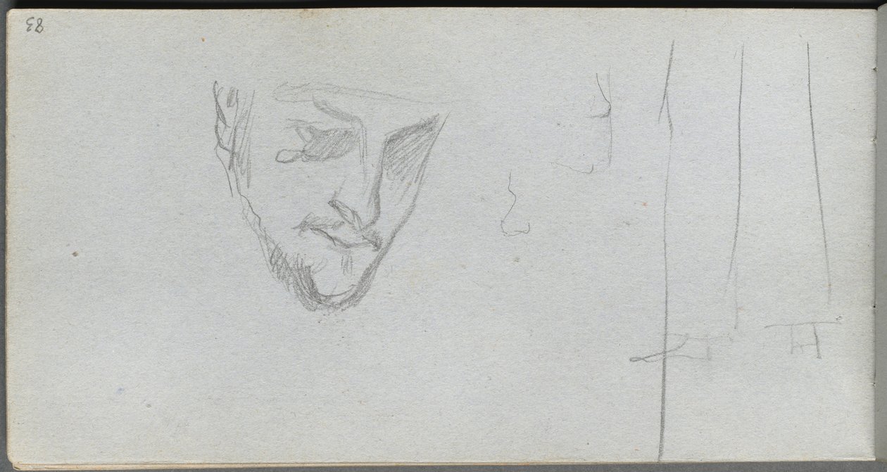Vázlatfüzet, 83. oldal: Arc, lábak tanulmányozása. alkotó: Jean Louis Ernest Meissonier
