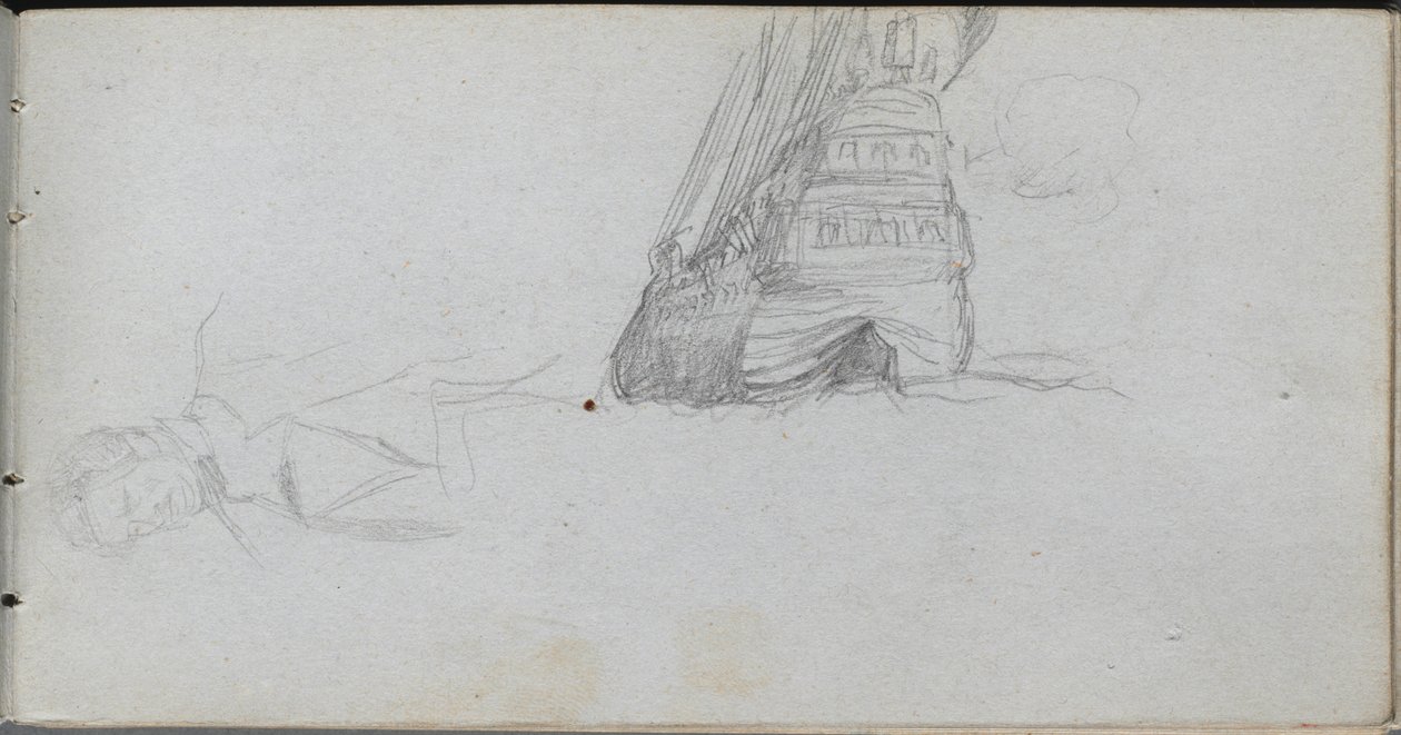 Vázlatfüzet, 84. oldal: Ábratanulmány, Hajótanulmány. alkotó: Jean Louis Ernest Meissonier