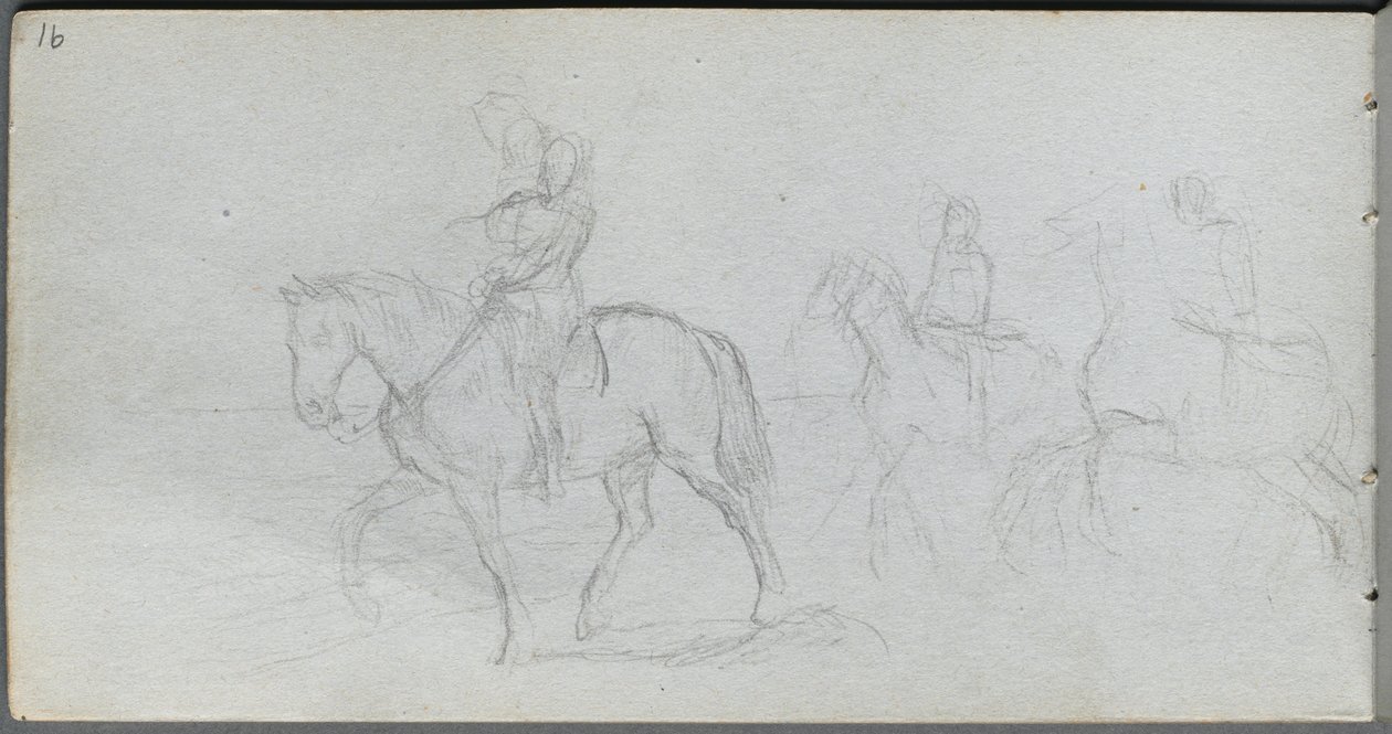 Vázlatfüzet, 91. oldal: Figurák lóháton. alkotó: Jean Louis Ernest Meissonier