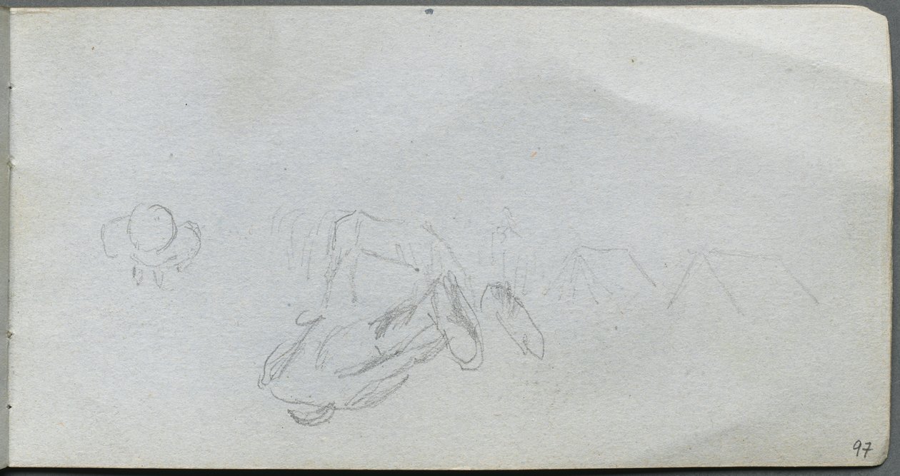 Vázlatfüzet, 97. oldal: Ábrák, épületek tanulmányozása. alkotó: Jean Louis Ernest Meissonier