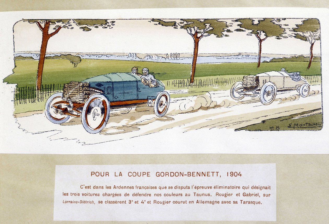Verseny: Gordon Bennett Kupa (Gordon-Bennett) 1904-ben - Ernest Montaut (1878-1909) rajza. alkotó: Ernest Montaut