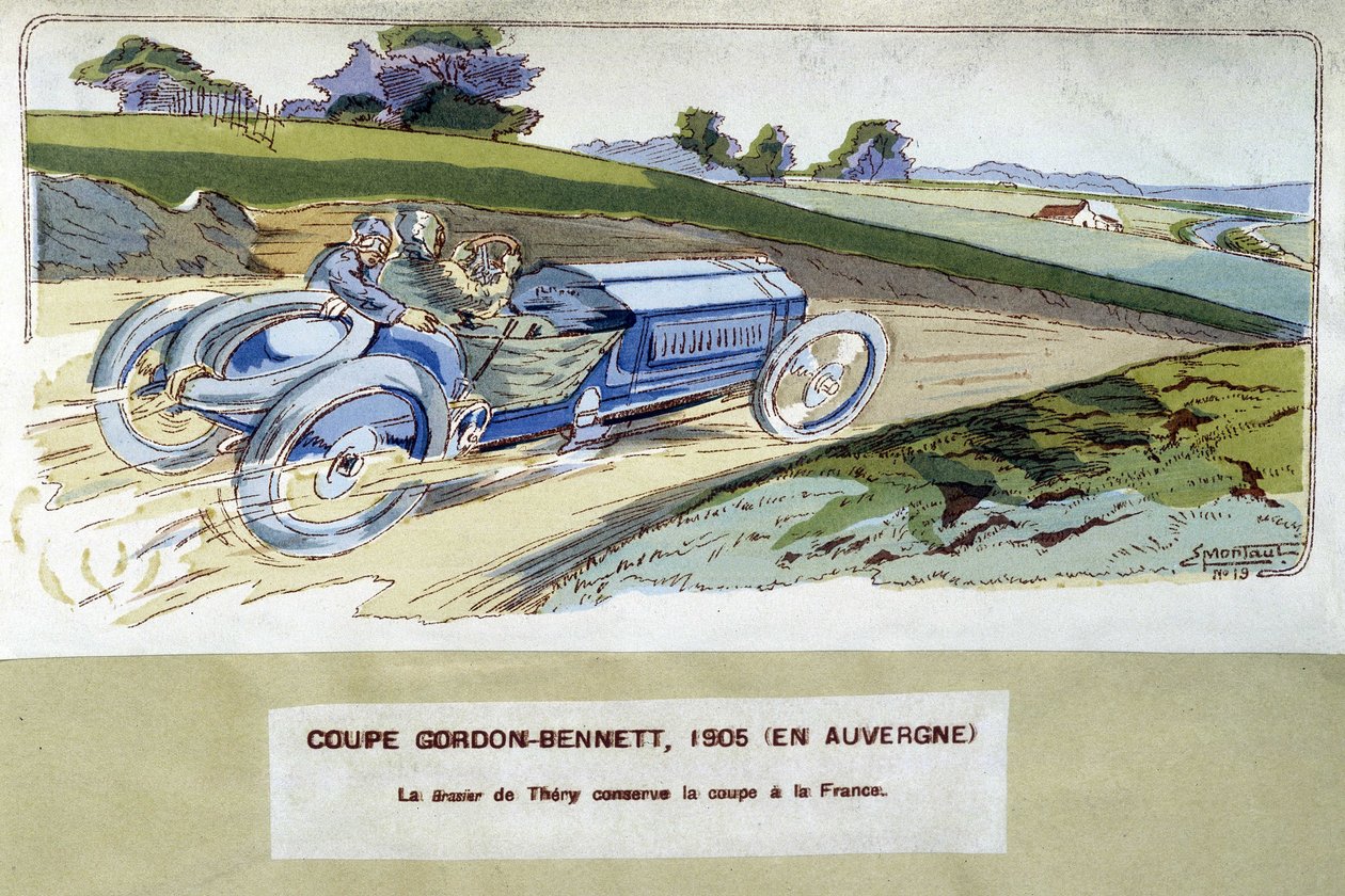 Verseny: Gordon Bennett Kupa (Gordon-Bennett) 1905-ben - Ernest Montaut (1878-1909) rajza. alkotó: Ernest Montaut