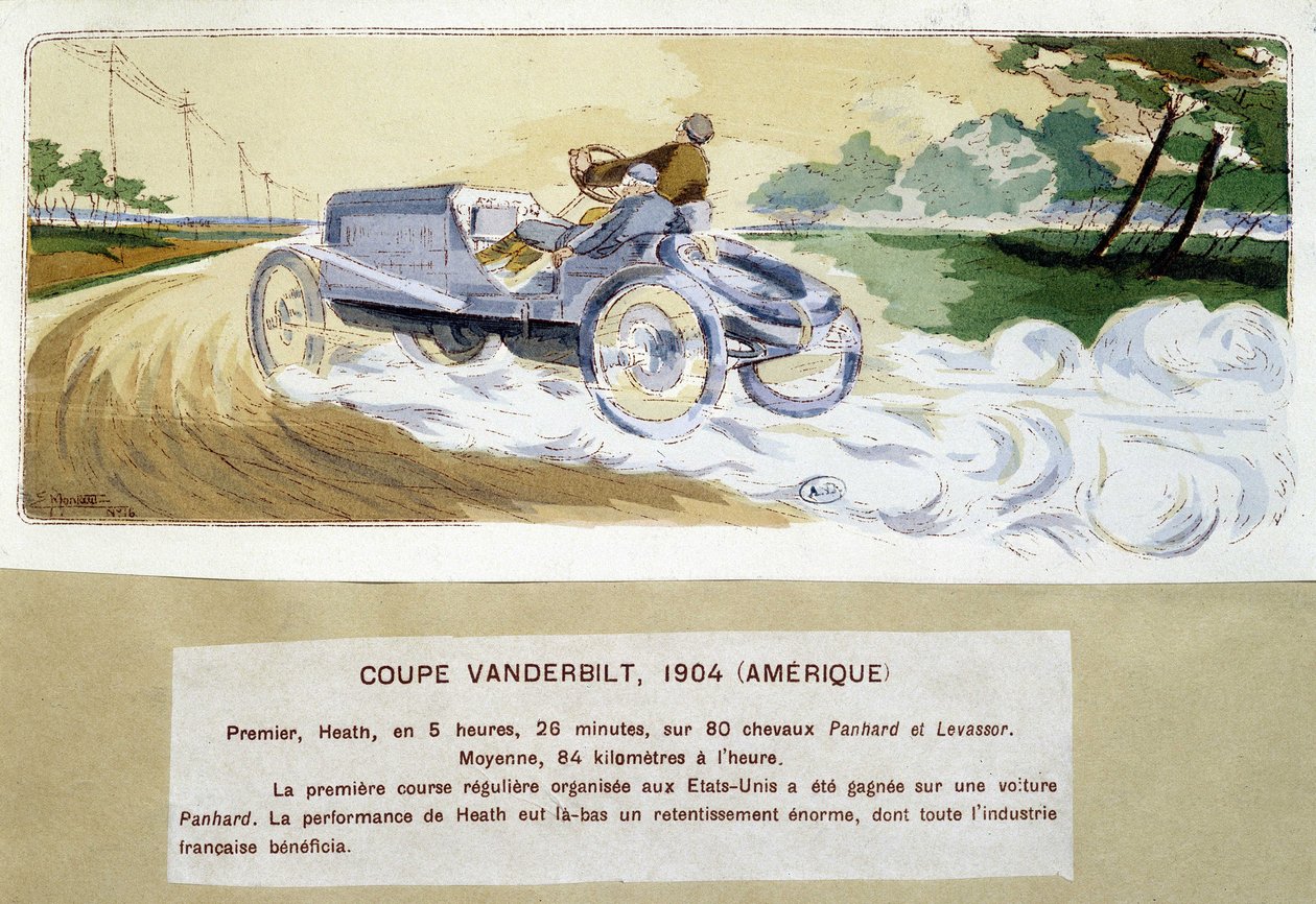 Verseny: Vanderbilt Kupa 1904-ben – Ernest Montaut (1878-1909) rajza. alkotó: Ernest Montaut
