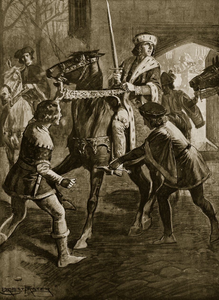 IV. Edward menekül az érseki hertfordshire-i kastélyból, 1470, illusztráció a „Hutchinson