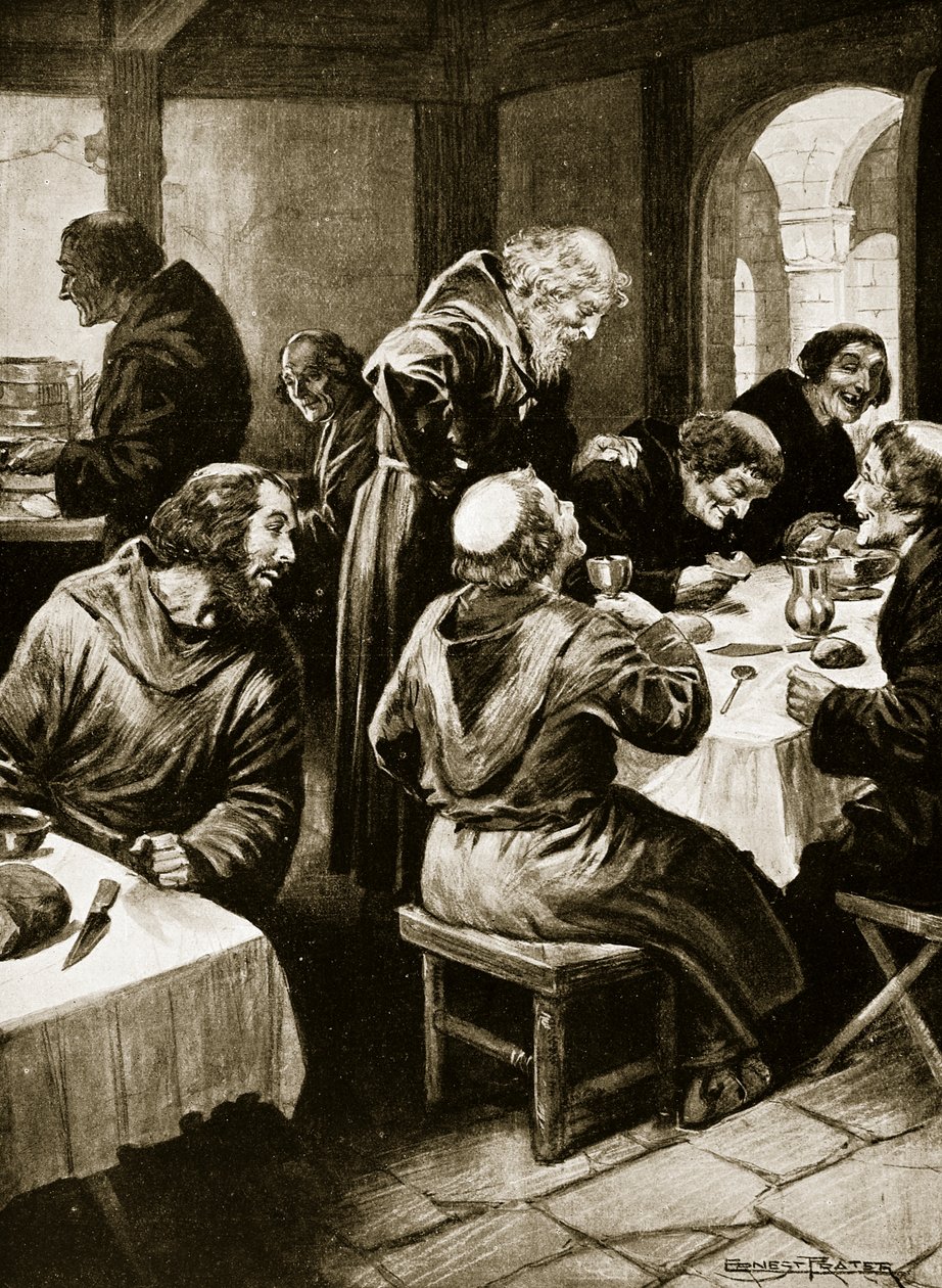 Wimund elmeséli kalandjait a bylandi szerzeteseknek, 1141, illusztráció a "Hutchinson