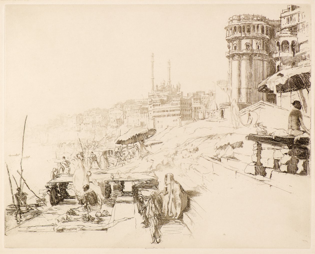 Mecset és templom, XX. század (rézkarc és szárazhús) alkotó: Ernest Stephen Lumsden