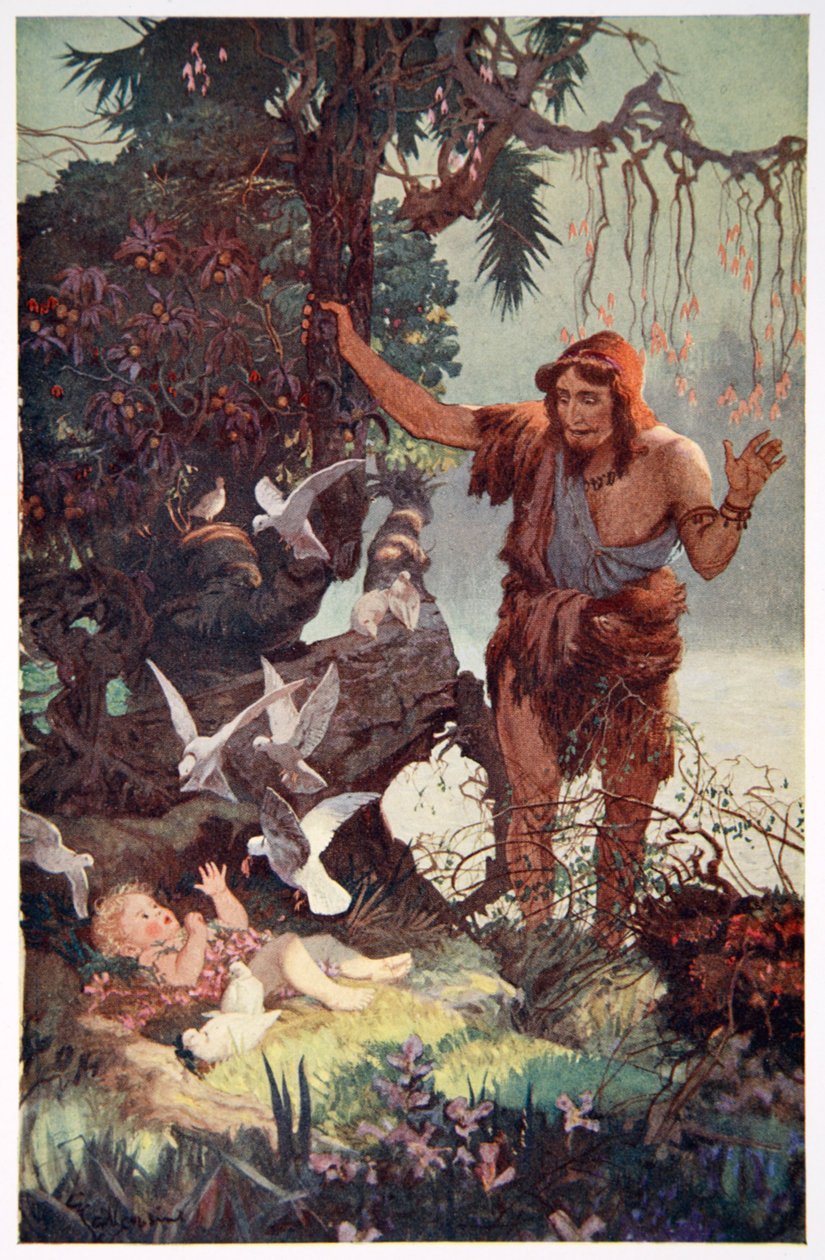 „A juhász megtalálja a kisbabát Semiramust”, 1915. alkotó: Ernest Wellcousins