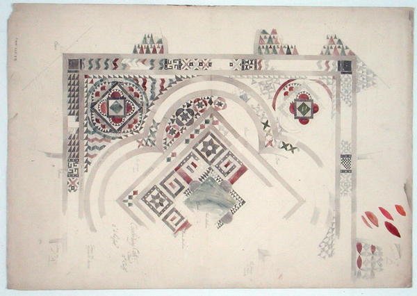 A Canterbury-i katedrális padlójának egy részének tanulmányozása alkotó: Ernest William Gimson