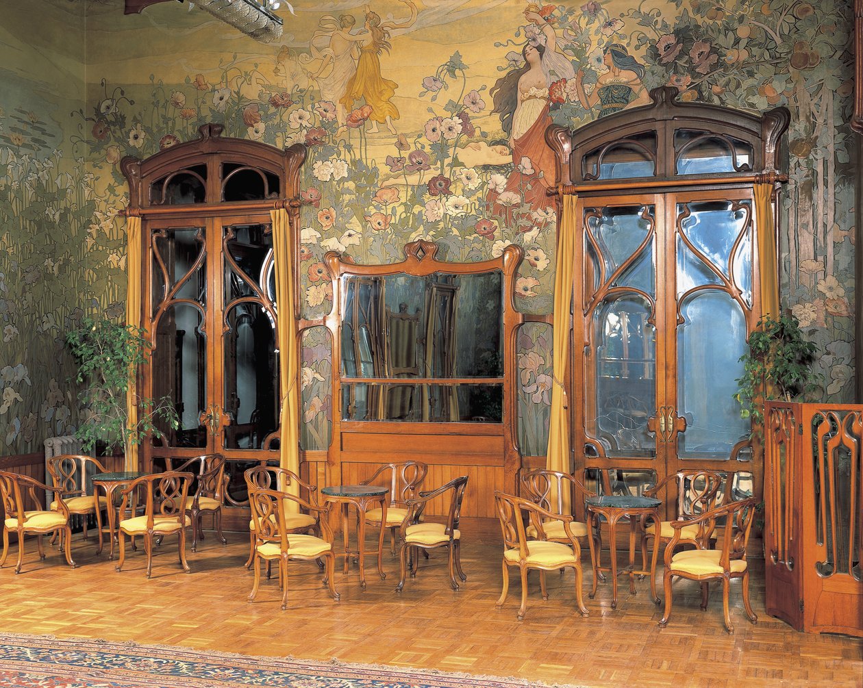 Egy nagy szálloda halljának belső terei, Villa Igea, Palermo, Szicília, Olaszország alkotó: Ernesto Basile