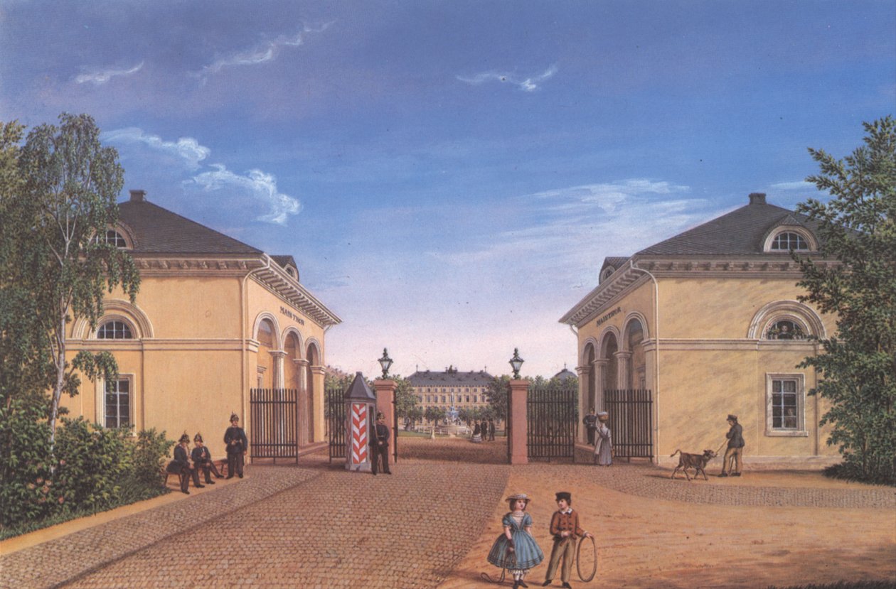 Darmstadt, Frankfurter Tor kilátással a Mathildenplatzra alkotó: Ernst August Schnittspahn