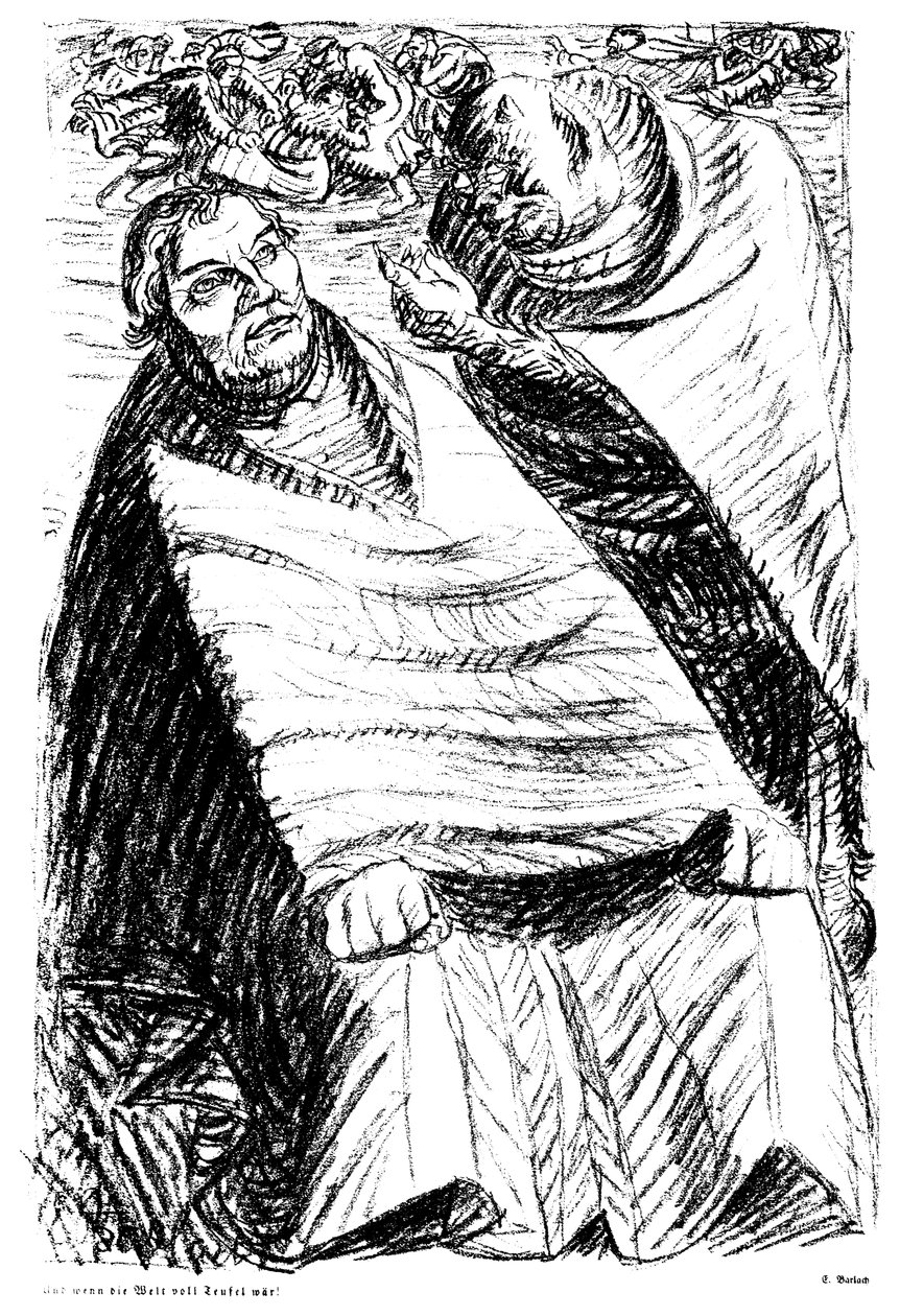 És ha a világ tele lenne ördögökkel! alkotó: Ernst Barlach