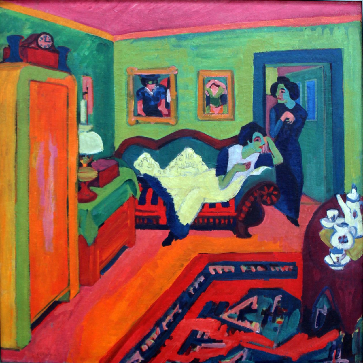 Belső két lánnyal alkotó: Ernst Ludwig Kirchner