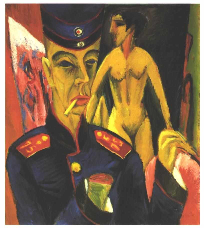 Önarckép katonaként alkotó: Ernst Ludwig Kirchner