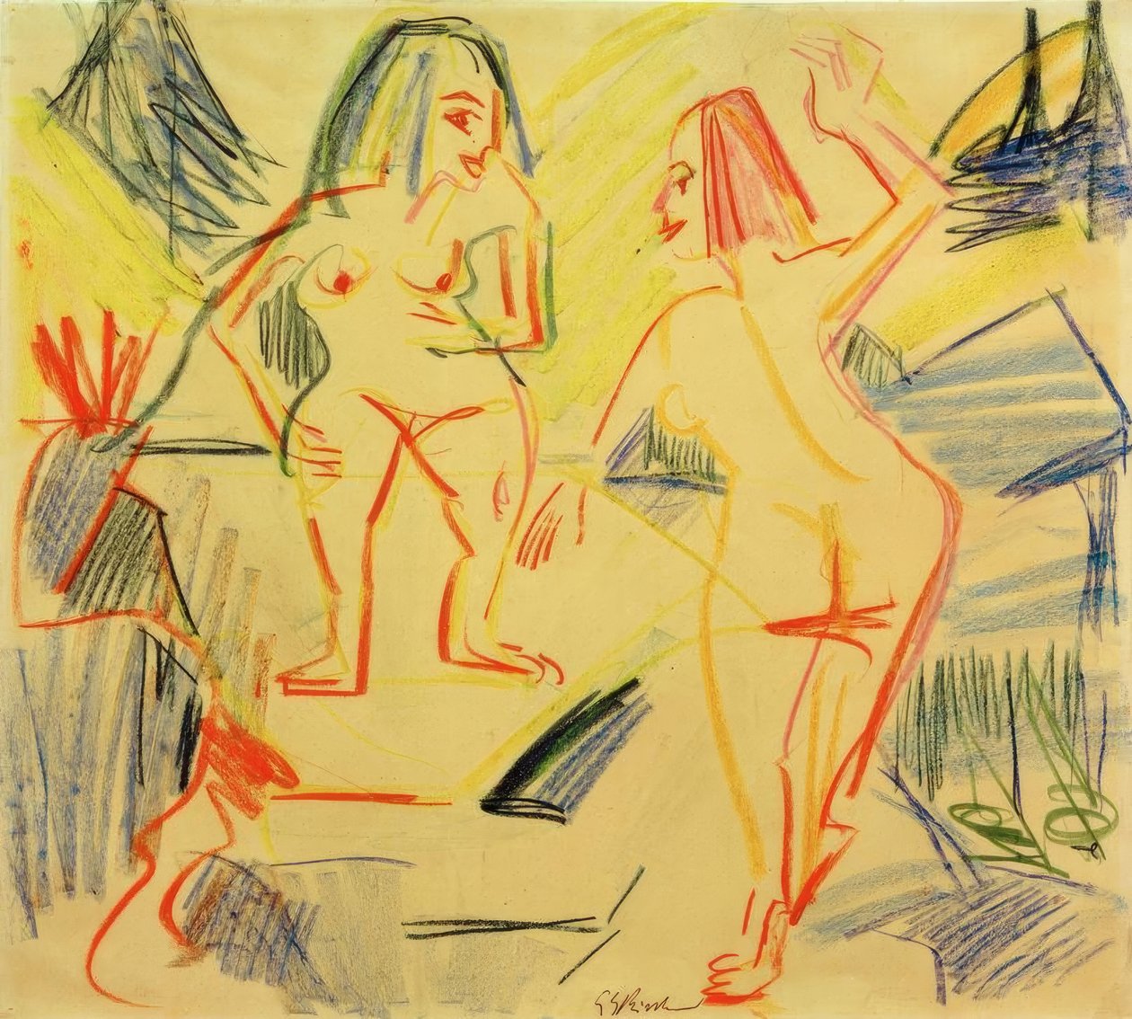 Fürdőzők sziklákban alkotó: Ernst Ludwig Kirchner