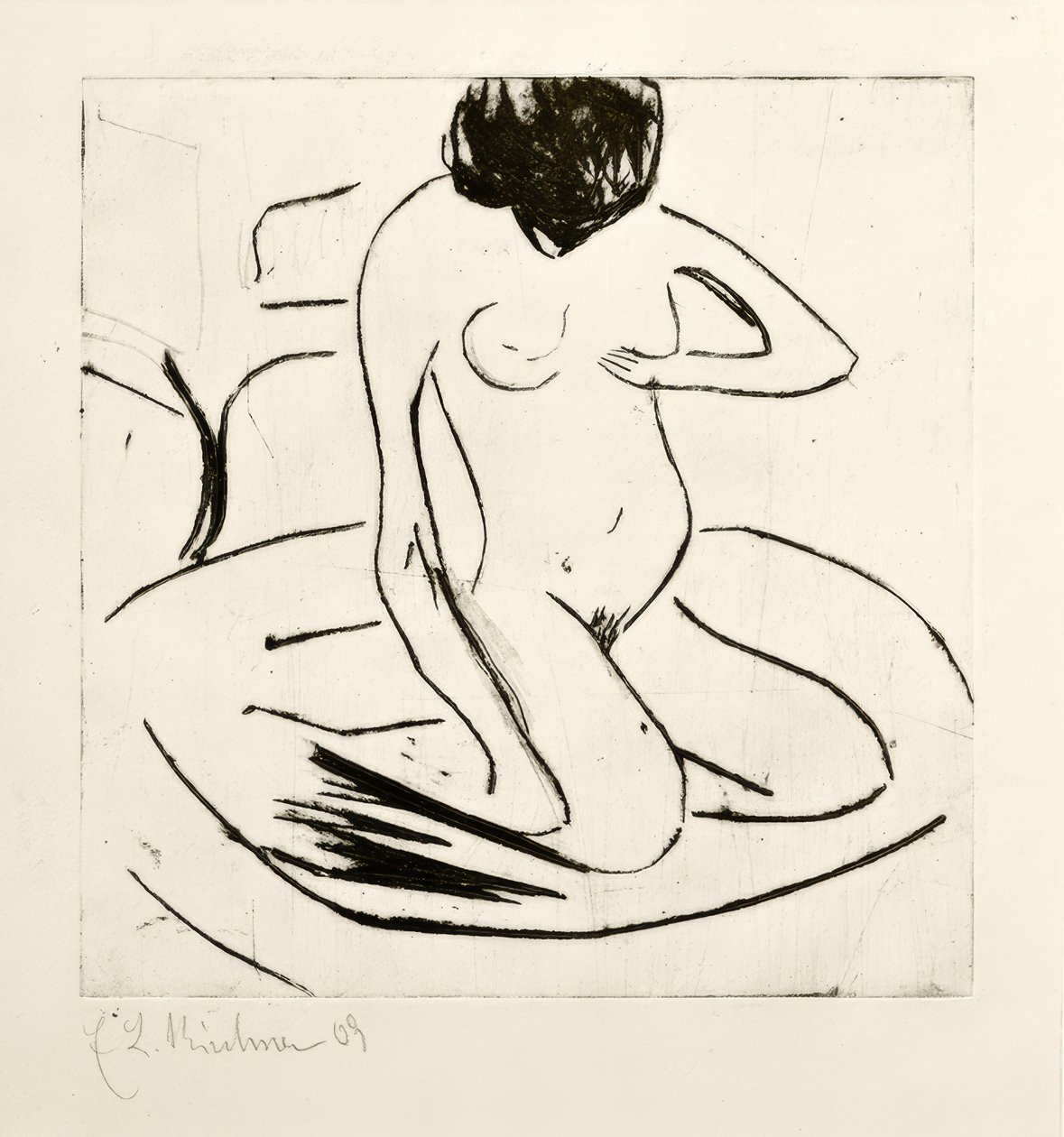 Fürdőzők vaskályha előtt alkotó: Ernst Ludwig Kirchner