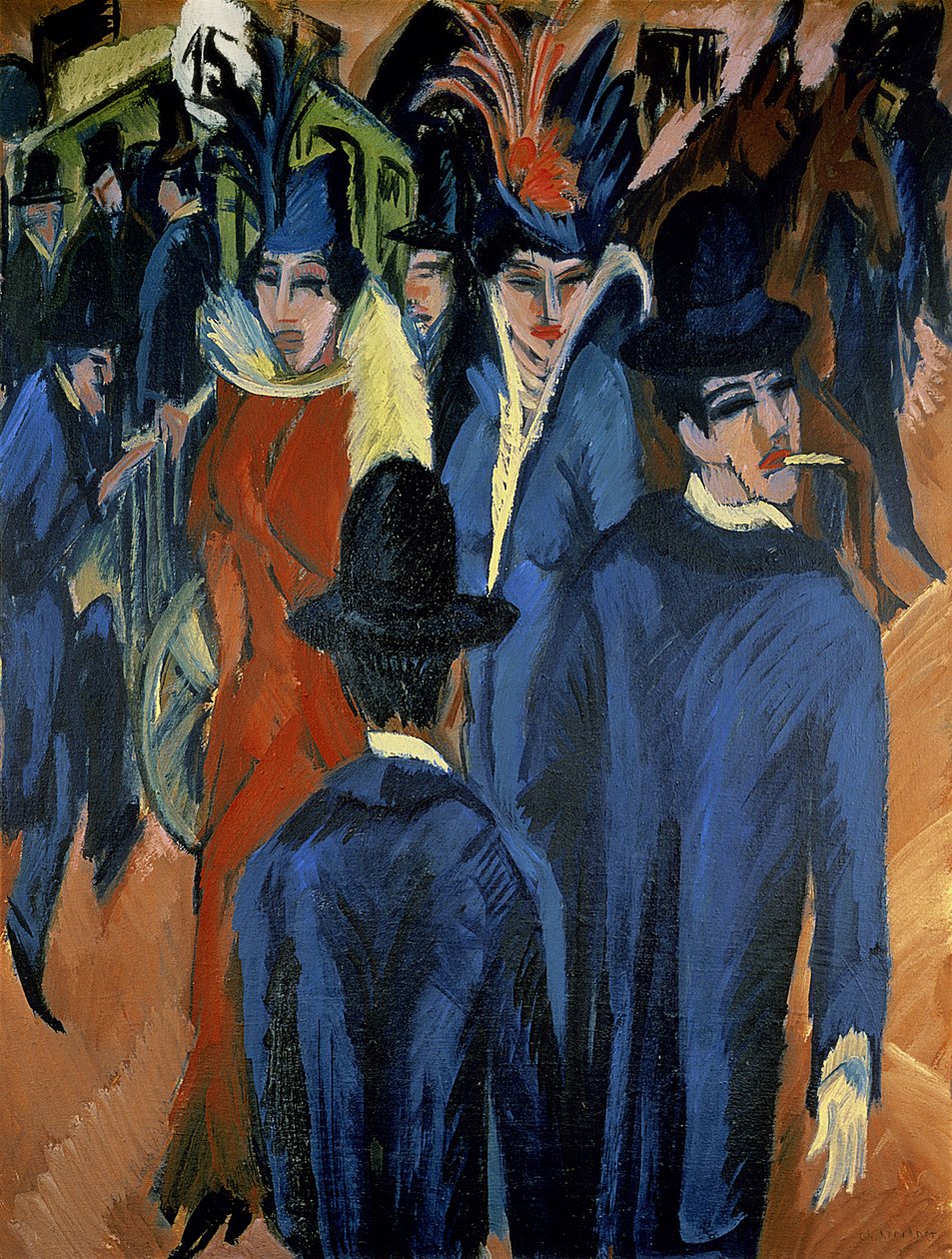 Berlini utcai jelenet, 1913 alkotó: Ernst Ludwig Kirchner