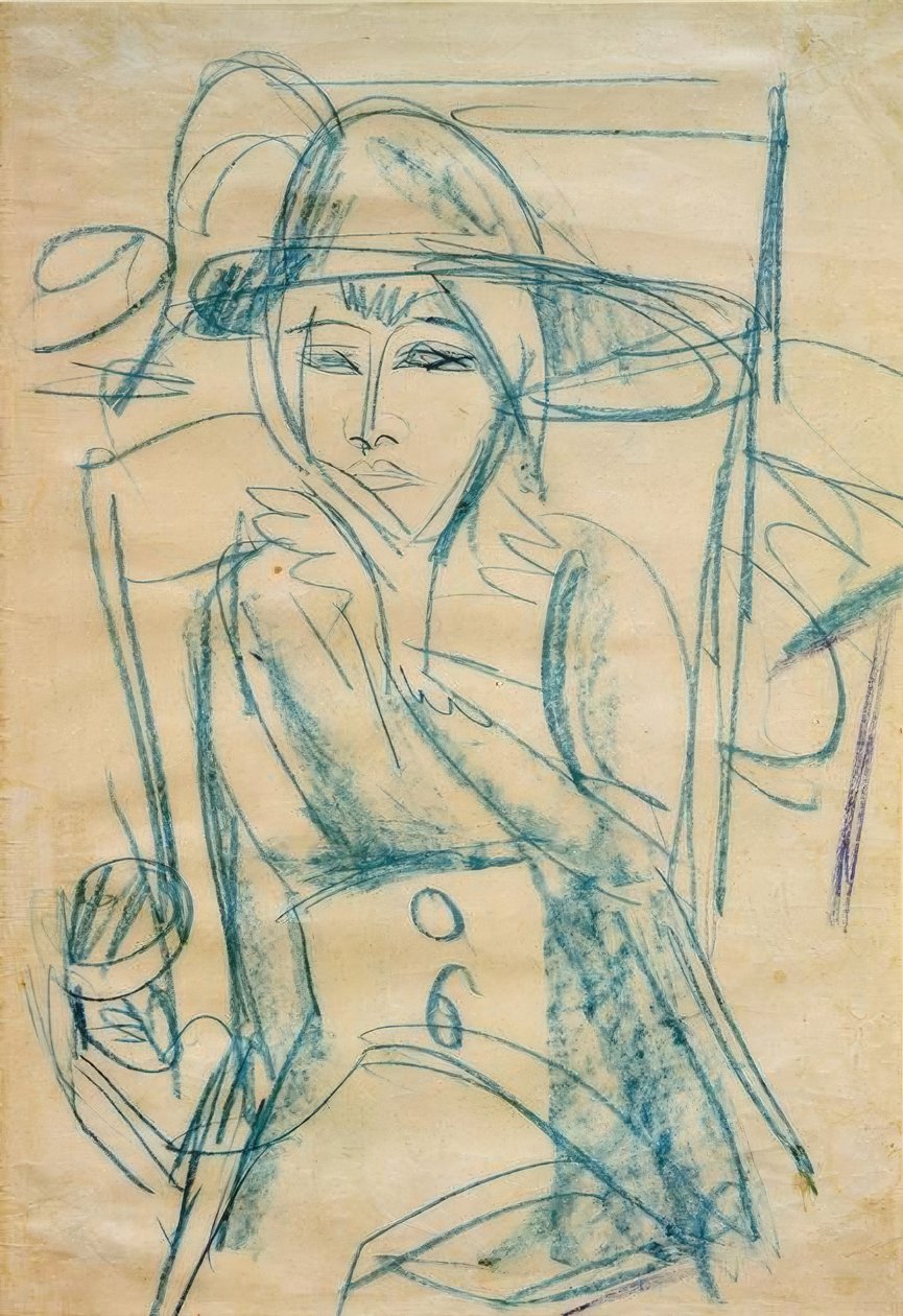 Egy hölgy portréja (Gerda kalapos) alkotó: Ernst Ludwig Kirchner