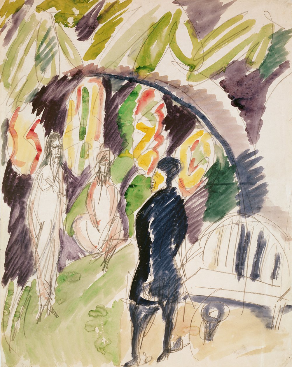 Dívány (dívány) 1912-14 (wc és ceruza papíron) alkotó: Ernst Ludwig Kirchner