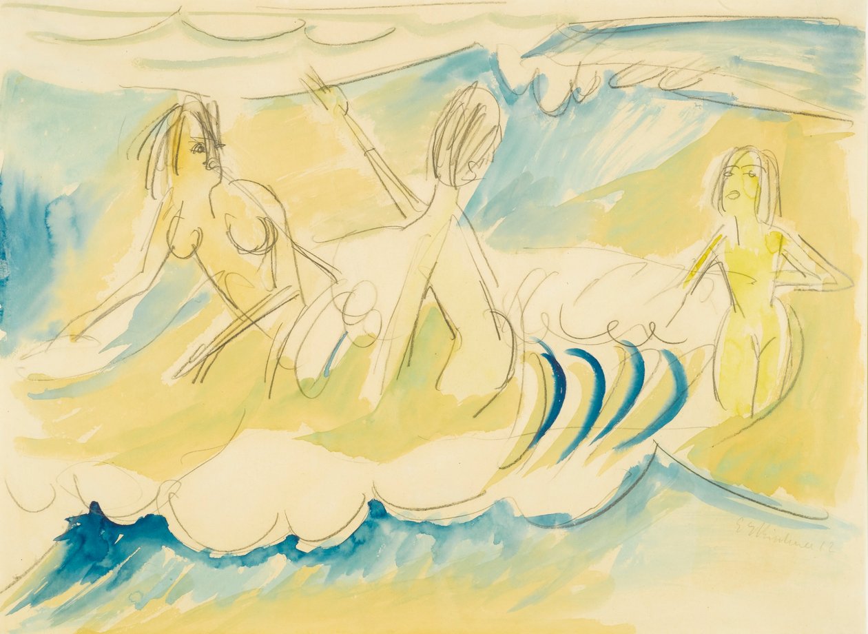 Három lány a vízben alkotó: Ernst Ludwig Kirchner