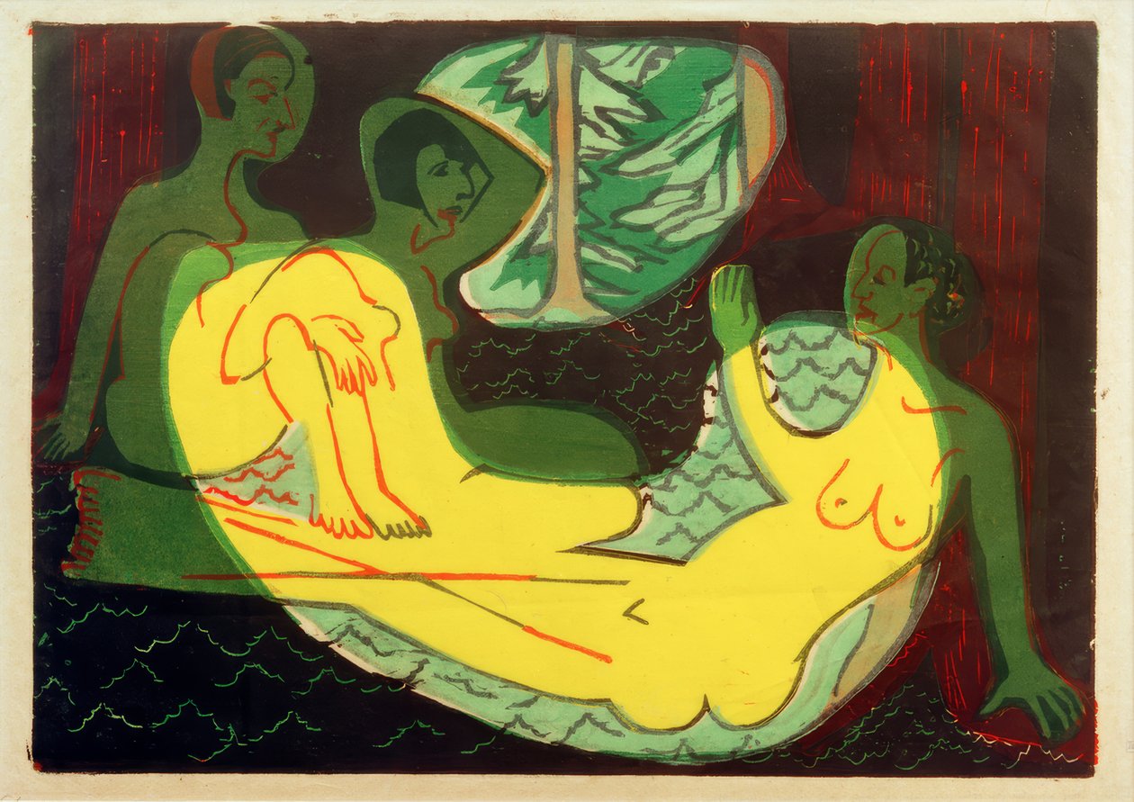 E.L. Kirchner: Három akt az erdőben alkotó: Ernst Ludwig Kirchner