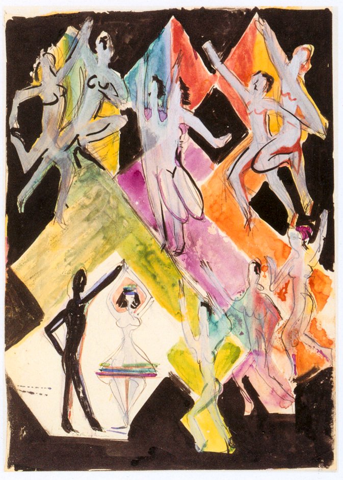 Vázlat a színek falfestményéhez alkotó: Ernst Ludwig Kirchner